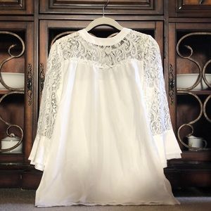 White (Lace On Top and Sleeves) Blouse